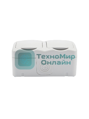 Блок из 2 розеток горизонтальный Kranz Mini OG открытой установки с заземлением, IP54 белый