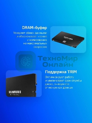 Накопитель SSD Samsung 870 EVO, 1Tb, SATA III, 2.5