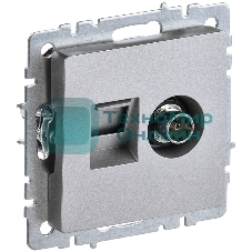 Розетка телевизионная двойная TV+RJ45 IEK Brite РТВ/РК12-БрА (BR-AK20-1-K47) кат.5E алюминий