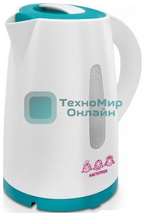 Чайник электрический Мастерица ЕК-1701M белый/бирюзовый