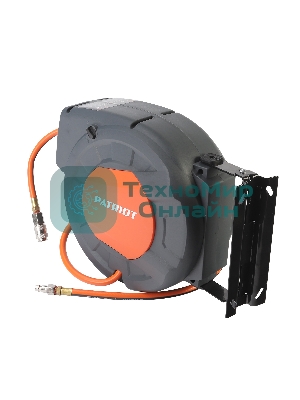 Шланг Patriot 520002425 пневматический армированный на автоматической катушке PHC 10/16 (прямой, ПВС армированный, длина 10 м, диаметр 10х16, раб/макс давление 10/20 бар, мин/макс температура -5/45С, быстросъем рапид, резьба 1/4)