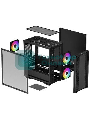 Компьютерный корпус DeepCool CC360 ARGb (R-CC360-BKAPM3-G-1) (mATX, без БП, 2xUSB, с окном)