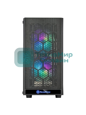 Компьютерный корпус Silverstone SST-PS15B-PRO Precision Mini Tower Micro ATX Computer Case, tempered glass, 2x 120мм ARGb, 1x ARGb Controller, black