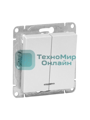 Механизм выключателя EKF UP1-SWA-24 Эпика двухклавишный, с подсветкой, алюминий