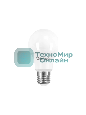 Лампа светодиодная Defender A55-7W-830-E27 груша, 3000 К, теплый белый, 1 шт.