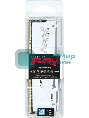 Оперативная память Kingston Fury Beast, DDR5, 16Gb (1x16 GB), 6000 MHz, CL30, радиатор, RGB, белый