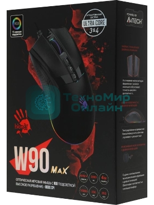 Мышь проводная A4Tech Bloody W90 Max черный, 10000 dpi, USB, кнопки - 10