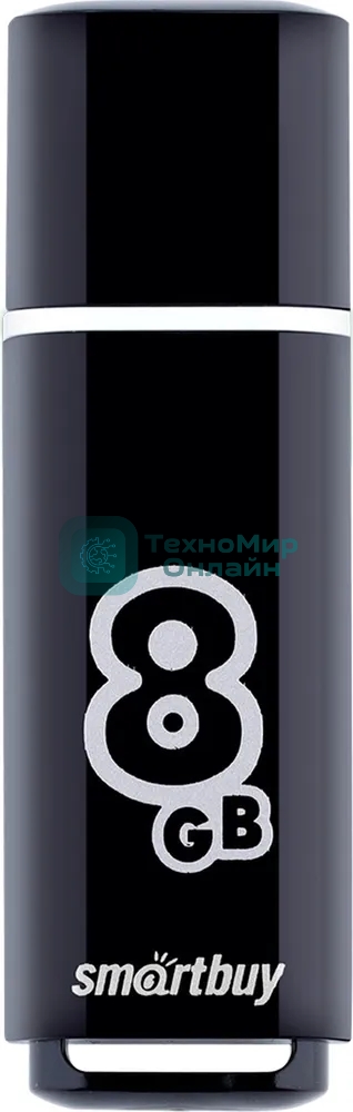 Флешка USB Smartbuy Glossy series black (SB8GbGS-K), 8Gb, USB 2.0, R/W 25/15, черный