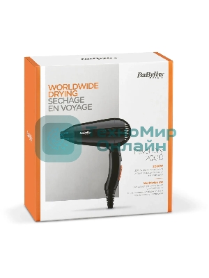 Фен BaByliss 5344E черный, 2000 Вт, компактный