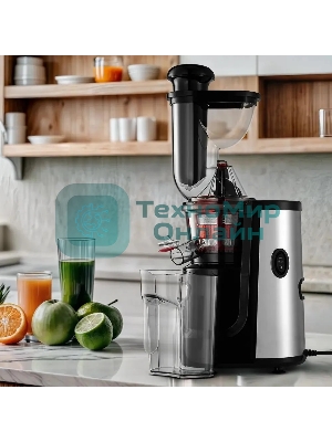 Соковыжималка Kitfort КТ-1162 чёрный, шнековая вертикальная, 150 Вт, 1000 мл, электронное, реверс