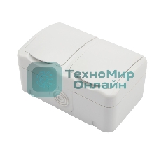 Блок из 2 розеток горизонтальный Kranz Mini OG открытой установки с заземлением, IP54 белый