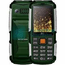Мобильный телефон BQ 2430 Tank Power зеленый/серебристый