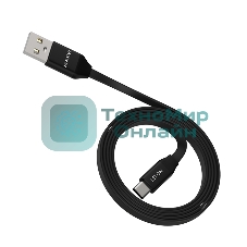 Кабель Maxvi MC-15T black, USB-A - Type-C, 2A ток макс. нагрузки 2А, макс. напряжение 5V; стандарт USB 2.0; плоский кабель, длина 1м, оплетка TPE, металлические корпуса разъемов, цвет черный
