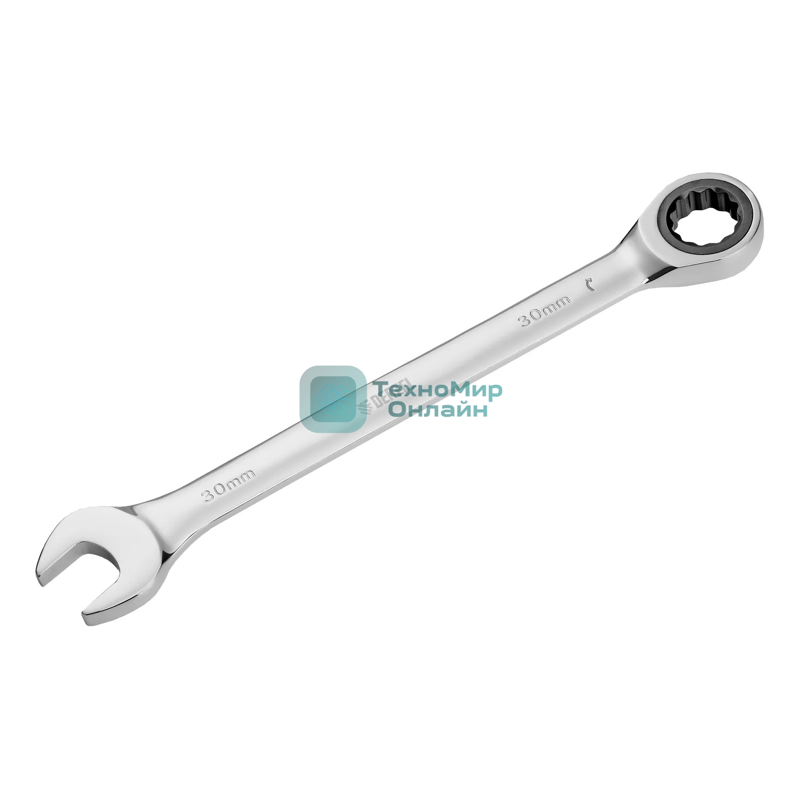 Ключ комбинированный Denzel, с трещеткой, 30 мм