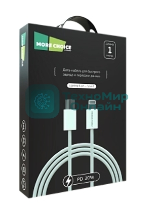 Кабель MORE CHOICE (4620202550408) K73i USB 3.0A PD 20W для Lighting 8-pin Type-C - нейлон 1м белый