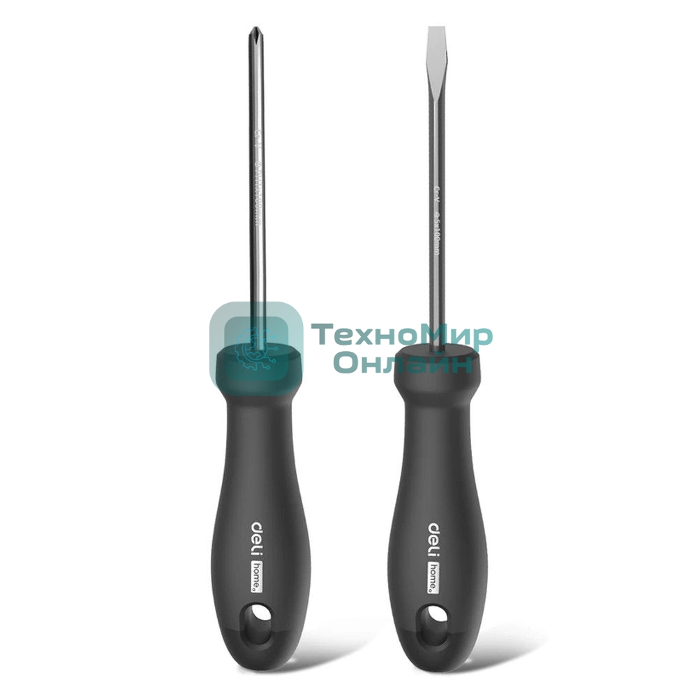 Набор отверток Deli Home Series HT1002 2шт SL5x100+PH1x100 Эксклюзивный дизайн. Рукоятка из высококачественного софттач пластика