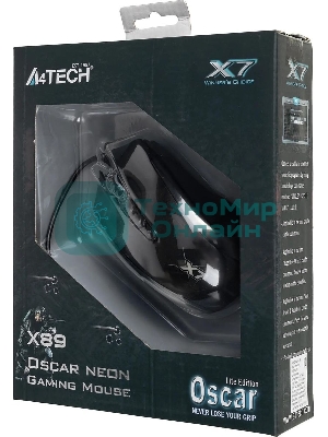 Мышь проводная A4Tech X89 черный, 2400 dpi, USB, кнопки - 8