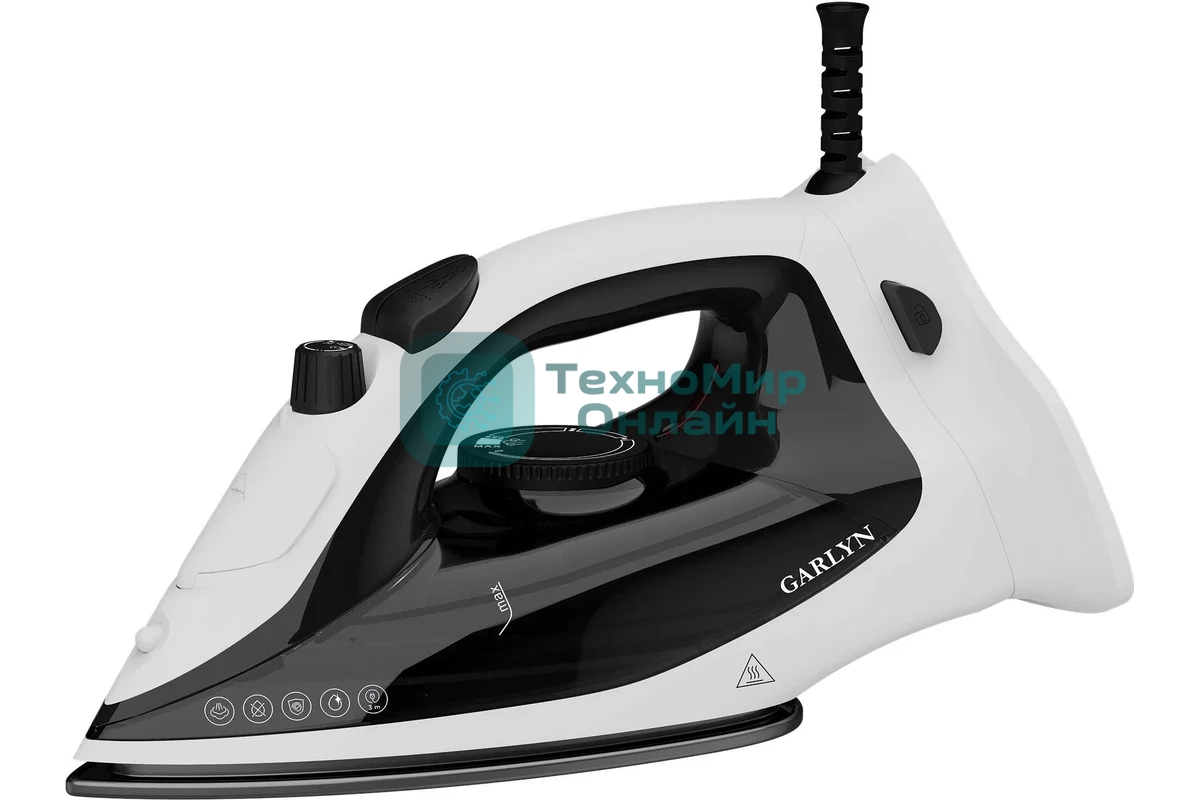 Утюг беспроводной GARLYN GT-230 белый/черный, 2400 Вт, 35 г/мин, 170 г/мин, 280 мл