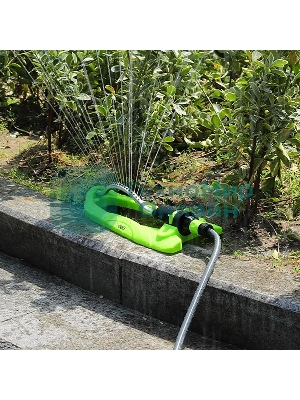 Дождеватель-разбрызгиватель осциллирующий веерный Deli DL581303 17 латунных сопел, площадь орошения до 350кв.м, плавная регулировка расстояния распыления, диаметр шланга 3/4