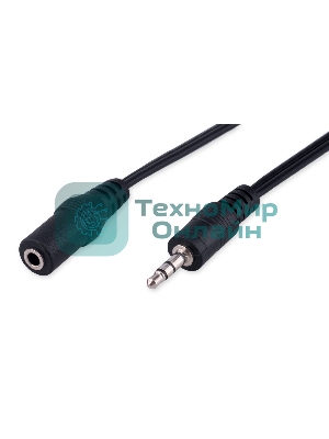Кабель-удлинитель аудио Cablexpert CCA-423-2M-N, Jack 3.5(M)/Jack 3.5(F), 2м, черный, пакет