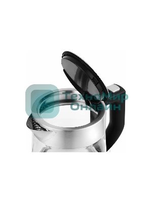 Чайник электрический Kitfort КТ-647 1л. 2200Вт нержавеющая сталь/черный (корпус: стекло)