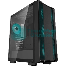 Компьютерный корпус Deepcool CC560 ARGb V2 без БП, боковое окно (закаленное стекло), 3x120мм ARGb LED вентилятор спереди и 1x120мм ARGb LED вентилятор сзади, черный, ATX