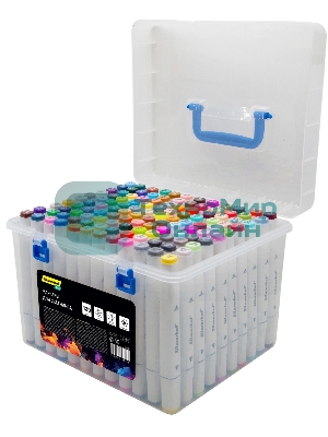 Набор маркеров для скетчинга Silwerhof Idea, двойной пишущий наконечник, 1-7 мм, 120 цветов (120 шт.) пластиковая коробка