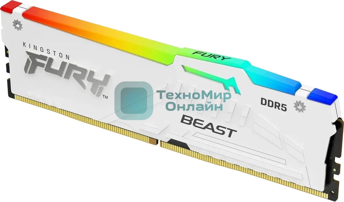 Оперативная память Kingston Fury Beast, DDR5, 16Gb (1x16 GB), 6000 MHz, CL30, радиатор, RGB, белый