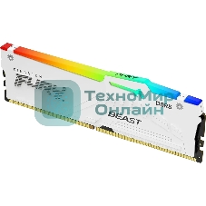 Оперативная память Kingston Fury Beast, DDR5, 16Gb (1x16 GB), 6000 MHz, CL30, радиатор, RGB, белый