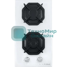 Газовая варочная панель Maunfeld EGHG.32.2CW/G, 2 конфорки, закаленное стекло, белый