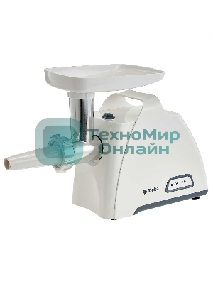 Мясорубка электрическая DELTA DL-6104M белый, 2000 Вт, 1.8 кг/мин, реверс, защита от перегрузки, насадки - 5