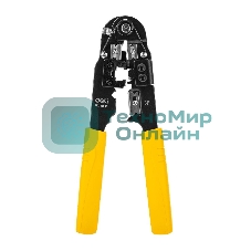Обжимные клещи Deli DL381008 RJ45 Размер: 205мм. Спецификация обжима: 8P. Холоднокатаный стальной лист с черной отделкой, ручка из ПВХ. Лезвие SK5. Инструмент для зачистки проводов, кусачки и обжимной инструмент 3-в-1.