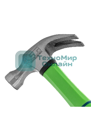 Молоток-гвоздодер Сибртех 450 г, фибергласовая обрезиненная рукоятка