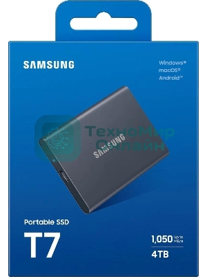 Внешний SSD Samsung T7 Shield, 4TB, USB 3.2 Gen 2 Type-C, R/W 1050/1000, черный