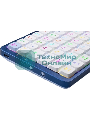 Клавиатура Redragon Eva Pro гибридная, USB Type-A, Bluetooth, радиоканал, белый/синий
