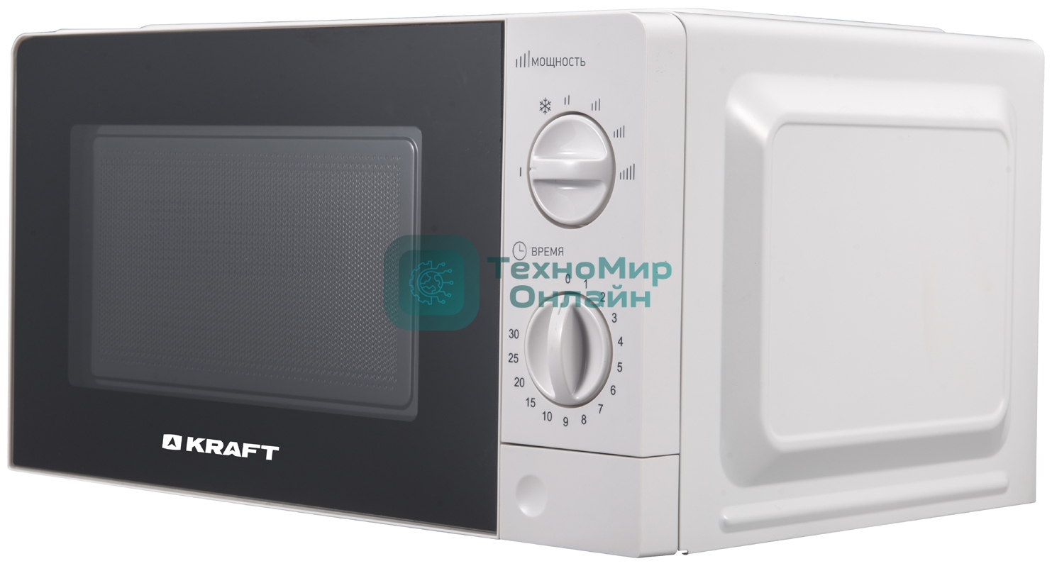 Микроволновая печь Kraft KF20MW7W-101M белый, 20 л, 700 Вт, переключатели - поворотный механизм