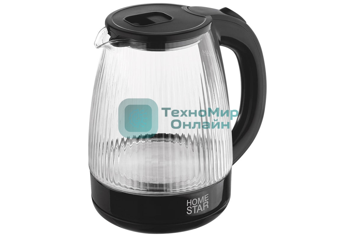 Чайник электрический Homestar HS-1045 1.8л, стекло, пластик, черный