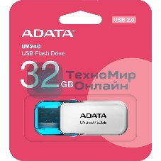 Флешка USB ADATA UV240 (AUV240-32G-RWH), 32Gb, USB 2.0, R/W 15/5, белый/синий