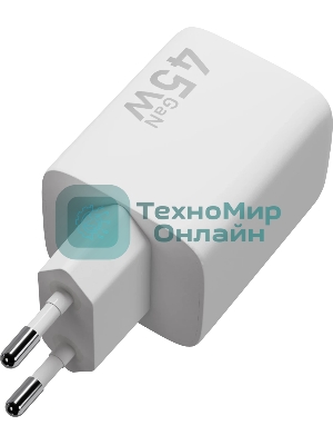 Сетевое зарядное устройство Defender UPA-145 45W, USB A+C, белый