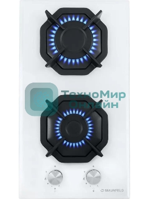 Газовая варочная панель Maunfeld EGHG.32.2CW/G, 2 конфорки, закаленное стекло, белый