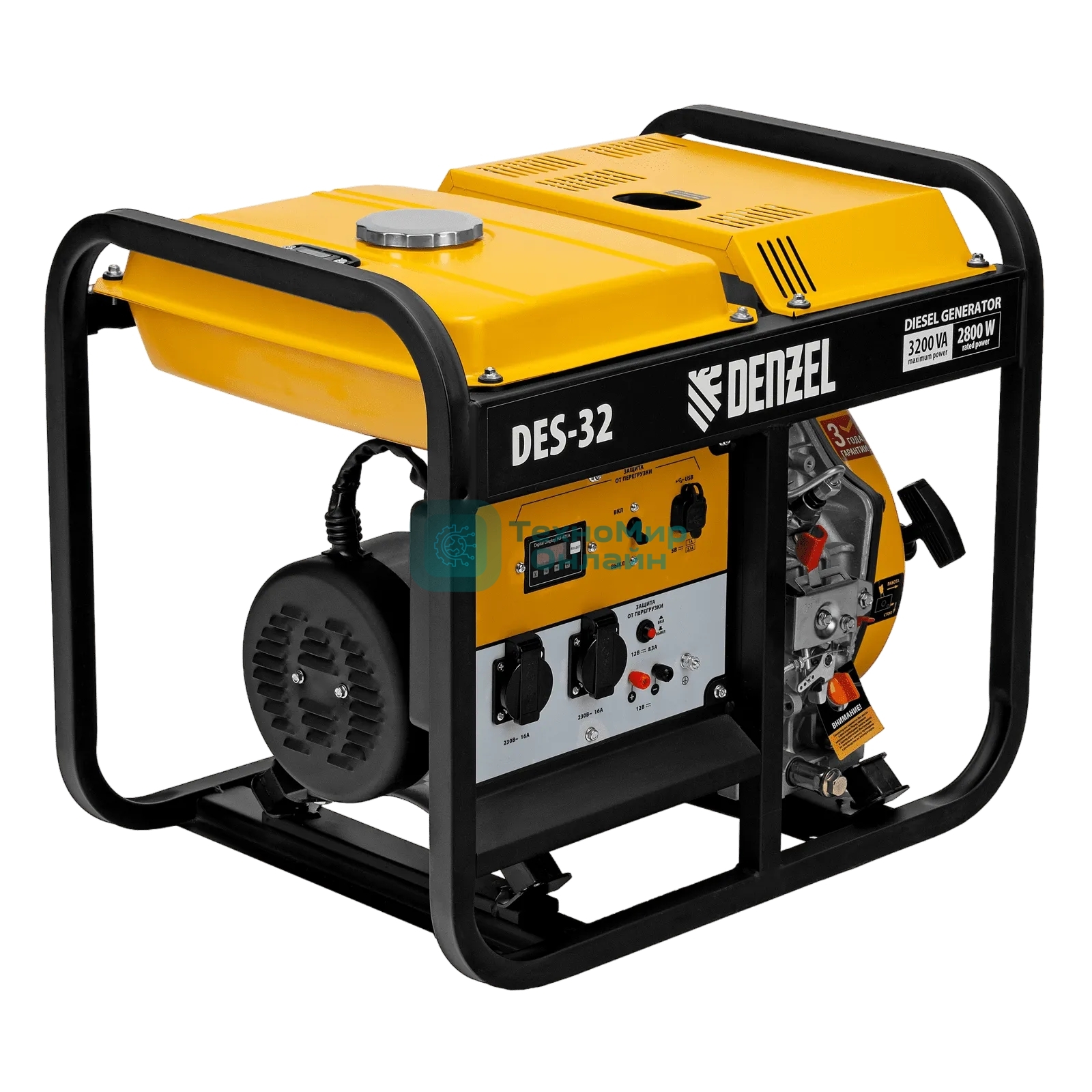 Генератор дизельный Denzel DES-32, 3.2 кВт, 110 дБ, 68.3 кг