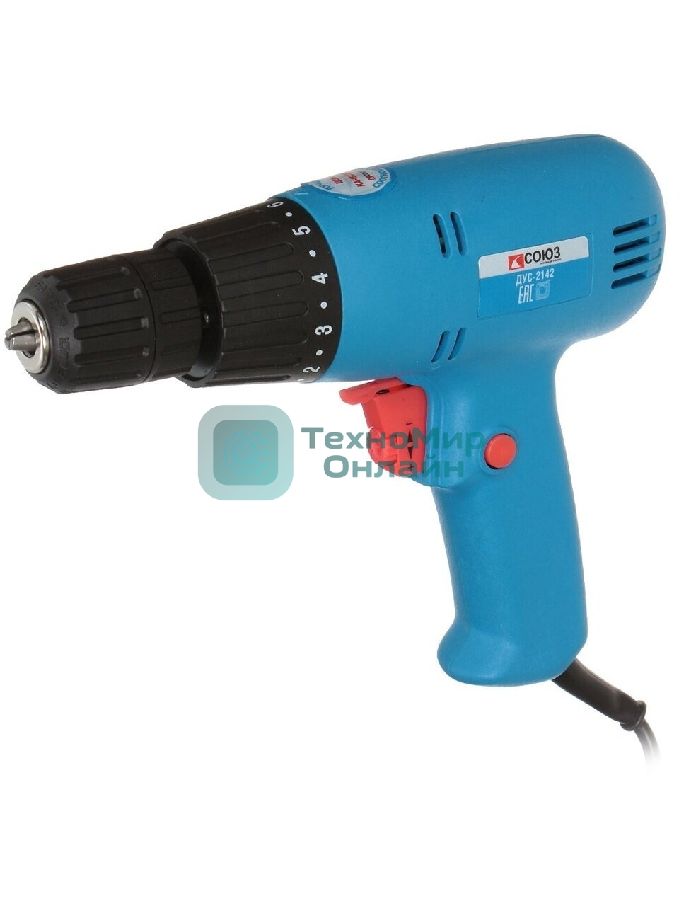 Дрель-шуруповерт аккумуляторная безударная СОЮЗ ДУС-2142 450Вт, 0-750 об/мин, 14.5Нм, рег.кр.мом. ДУС-2142