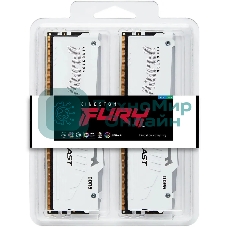 Оперативная память Kingston Fury Beast RGb, DDR5, 64Gb (2x32Gb), 6000MHz, CL36, DIMM, с радиаторами, RGb, белый