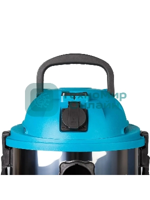 Строительный пылесос Bort BSS-1015 голубой/серебристый, 285/1250 Вт, уборка сухая/влажная, пылесборник контейнер, 15 л
