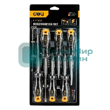 Набор отверток Deli DL620006 6шт SL5x75 + SL5x100 + SL6x150 + PH1x75 + PH1x100 + PH2x150