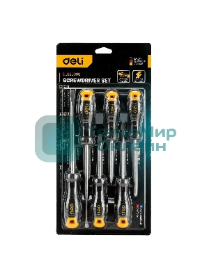 Набор отверток Deli DL620006 6шт SL5x75 + SL5x100 + SL6x150 + PH1x75 + PH1x100 + PH2x150