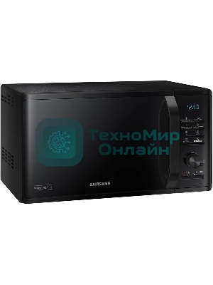 Микроволновая печь Samsung MG23K3515AK/BW черный, 23 л, 800 Вт, переключатели - кнопки, поворотный механизм