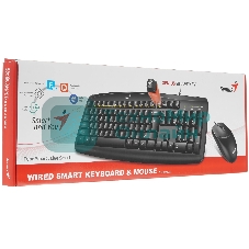Комплект клавиатура+мышь Genius Smart KM-200 проводной, USB, 1000 DPI, чёрный