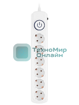 Сетевой фильтр Ippon BK-6-EU-3-10-W 3 м, 6 розеток, белый, коробка