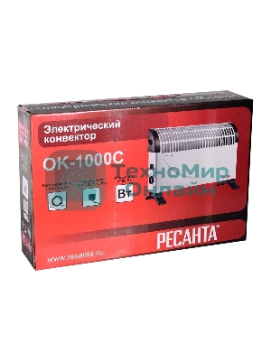 Конвектор электрический Ресанта ОК-1000С белый, 1000 Вт, 15 м2, термостат